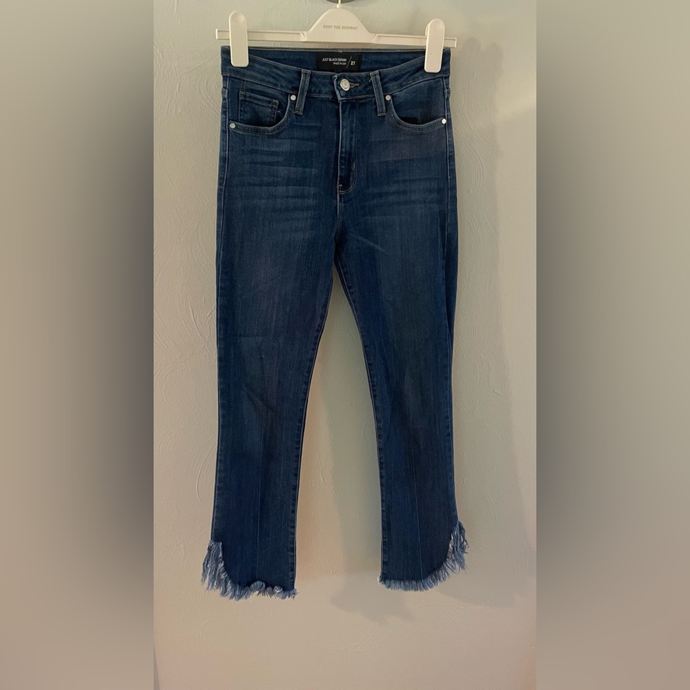 Just Black Denim Stretch Ankle w Boot Cuts Blue Jeans